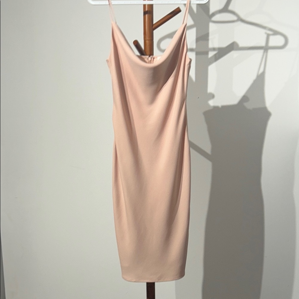 Babaton Pink Sleeveless Cowl Neck Slip Dress